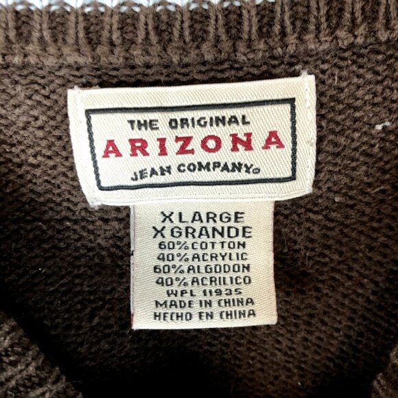 Vtg Arizona Jean Co Brown Sweater Crew Neck Size L 90s Skate y2k Blink Punk - Picture 3 of 5